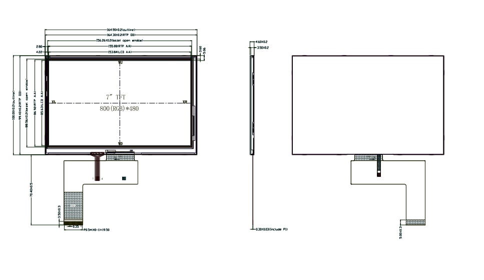Mechanical Drawing - 4D LCD 43480272 4.3